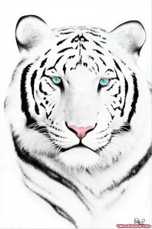 White Tiger Head Tattoo Design