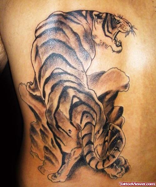 Grey Ink Japanese Tiger Tattoo