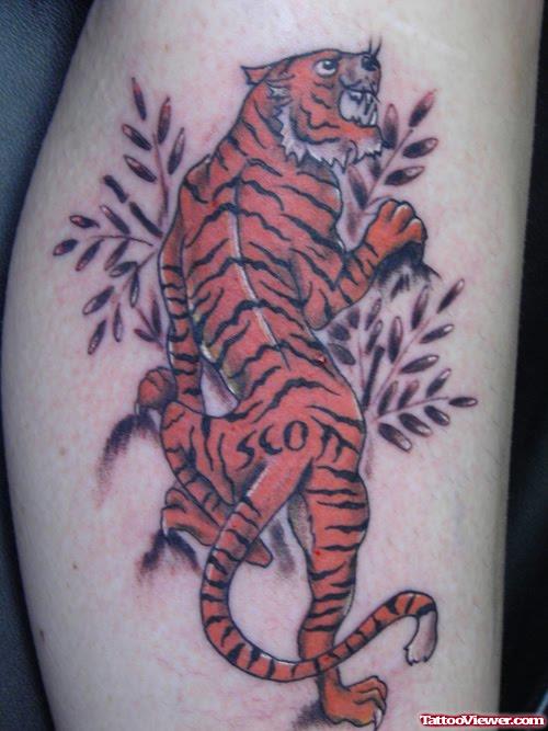 Chinese Tiger Tattoo On Leg