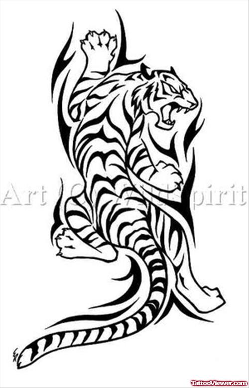 Tribal Tiger Tattoo Design For Men