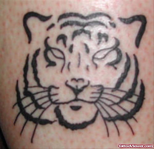 Outline Tiger Head Tattoo