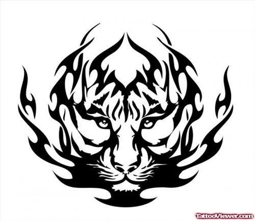 Cute Tribal Tiger Head Tattoo Design