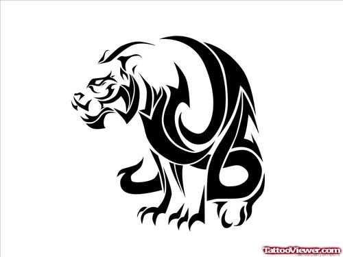 Attractive Tribal And Tiger Tattoo Design