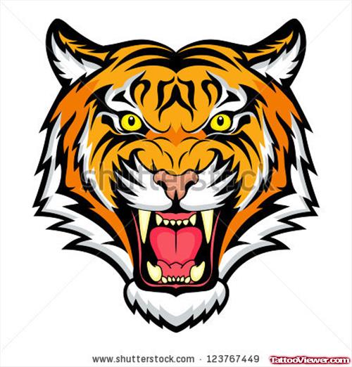 Angry Tiger Head Tattoo Design
