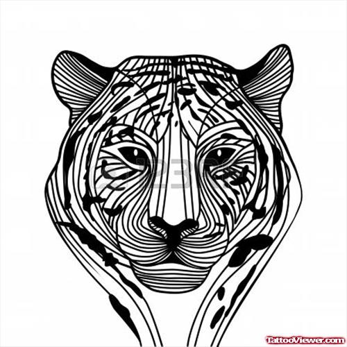 Cool Tribal Tiger Head Tattoo Design