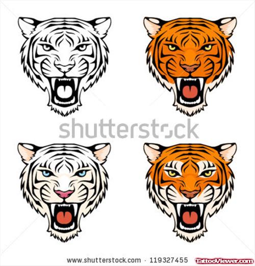 Awesome Tiger Head Tattoos Designs