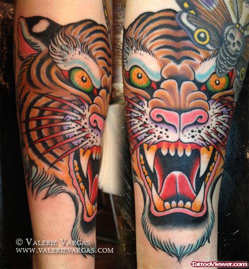 Amazing Angry Tiger Head Tattoo