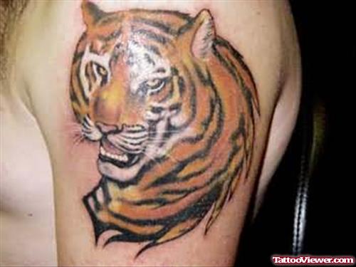 Large Colourful Tiger Tattoo