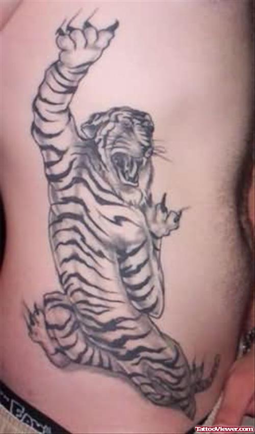 White Angry Tiger Tattoo