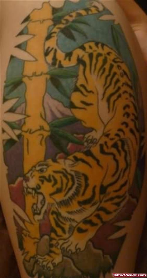 Yellow Tiger Tattoo For Body