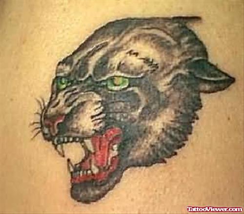 Black Tiger Tattoo With Green Eyes