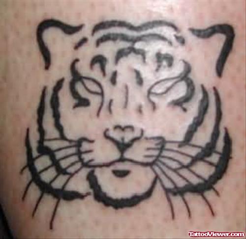 Black Line Tiger Tattoo