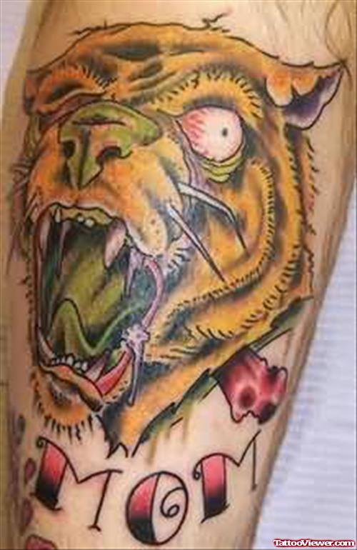 Angry Tiger Tattoo Design On Body