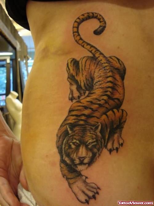 Women Back Tiger Tattoo Design