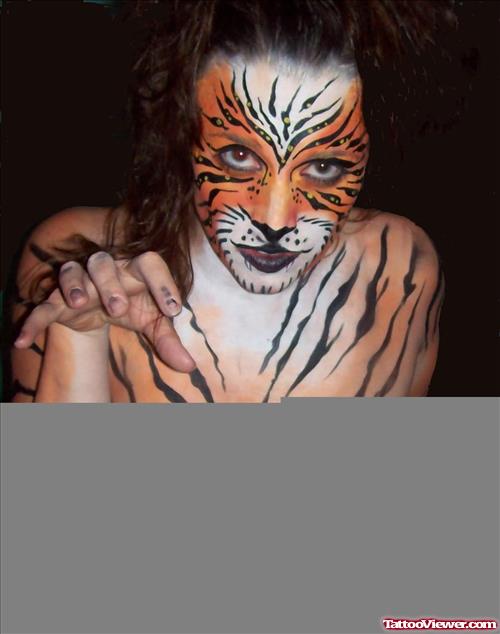 Tiger Body Art for Teenager Girls
