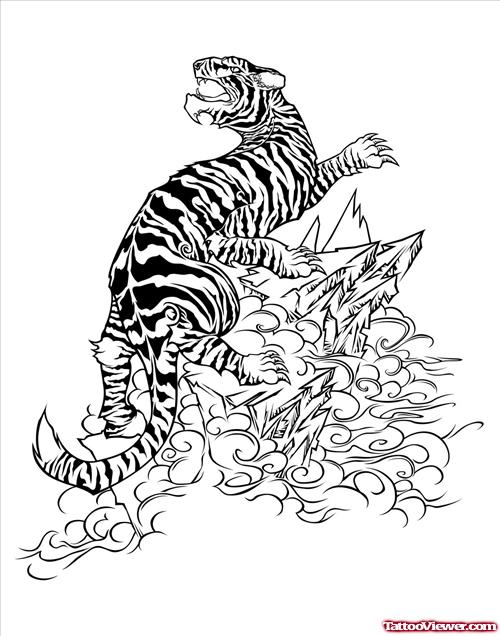 Tiger Looking Back Tattoo Design