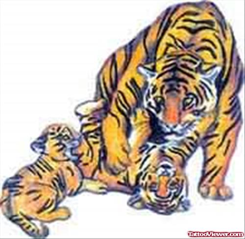 Tiger & Cub Tattoo Design