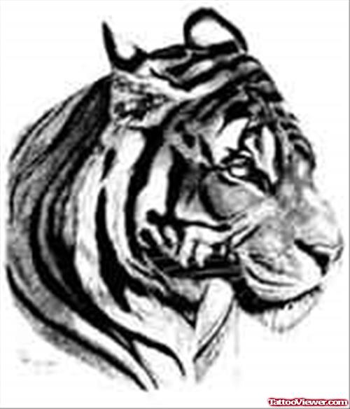 Black Ink Tiger Tattoo Design
