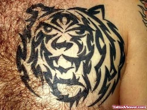 Elegant Tiger Tattoo On Chest For Men