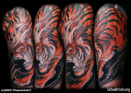 Color Ink Tiger Tattoo Design
