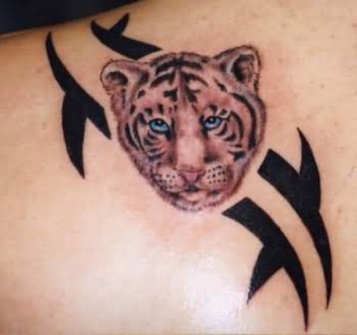 Red Faced Tiger Tattoo Tribal