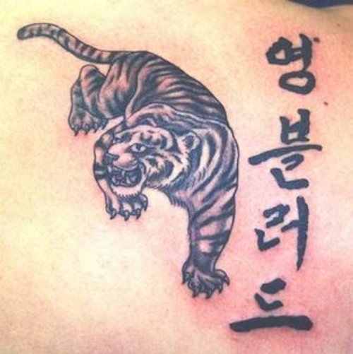 Grey Ink Chinese Tiger Tattoo