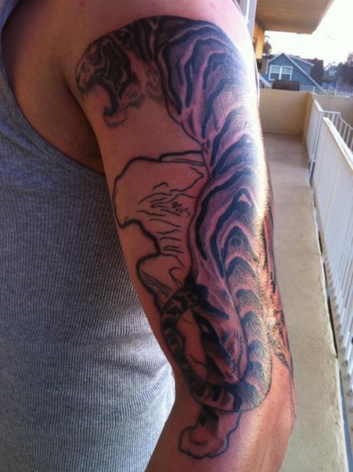 Tiger Tattoo on Left Sleeve