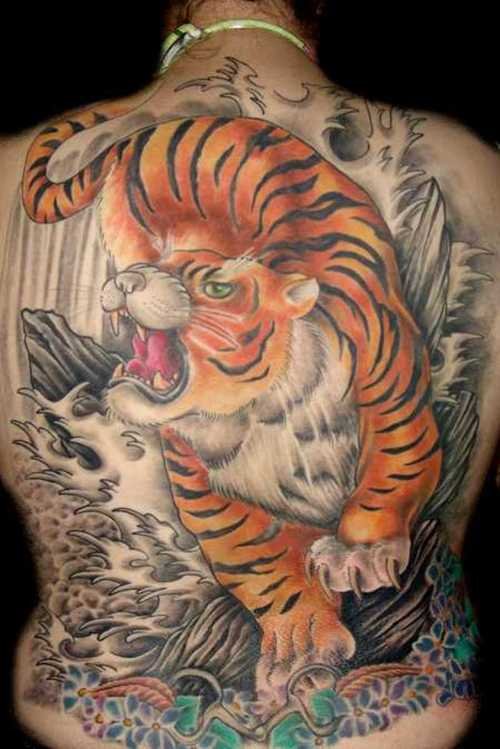 Large Tiger Tattoo On Full Back