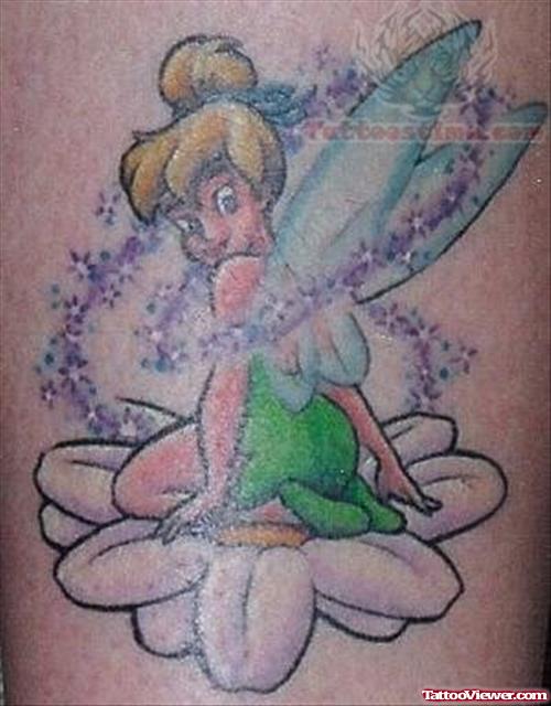 Amazing Colored Tinkerbell Tattoo
