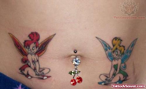 Piercing And Tinkerbell Tattoo
