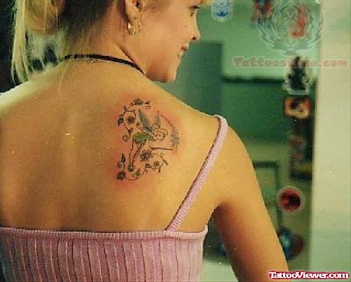 Tinkerbell Tattoo On Back Shoulder