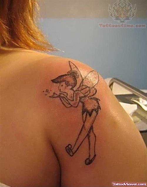 Tinkerbell Tattoo On Shoulder