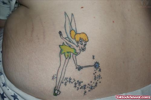 Yellow Ink Tinkerbell Tattoo