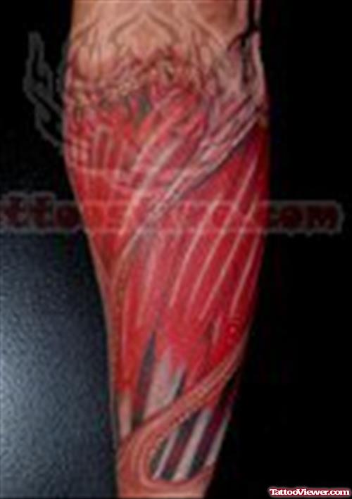Red Ink Torn Ripped Skin Tattoo