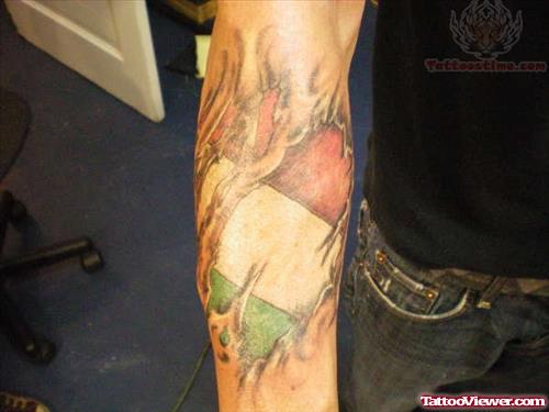 Hungarian Flag Ripping Tattoo