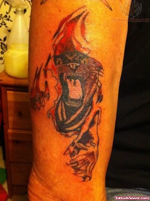 Tiger - Torn Ripped Skin Tattoo