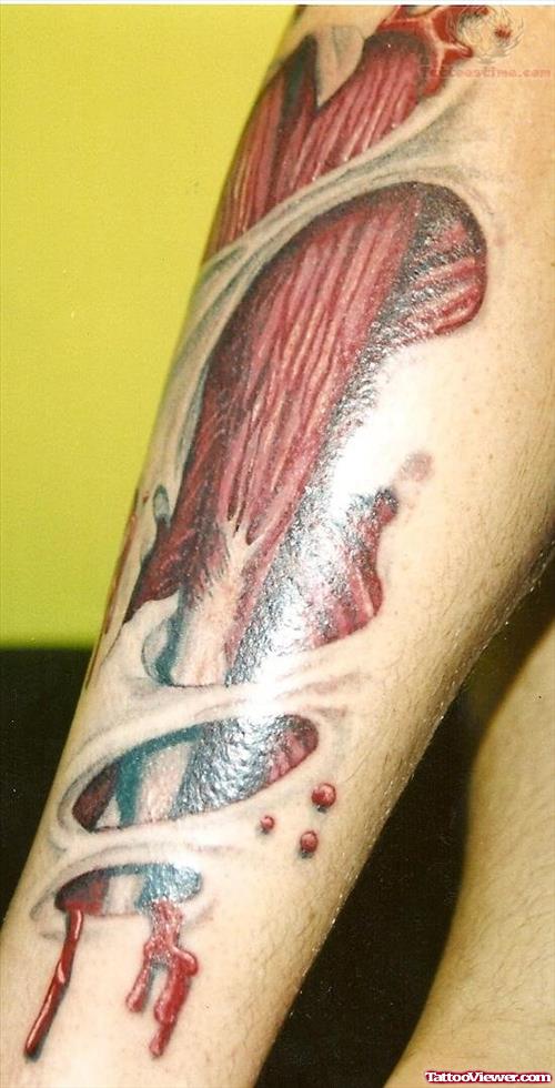 Flesh Torn Tattoo On Arm