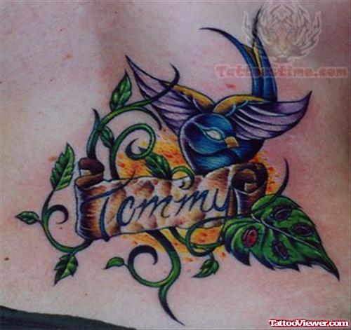 Traditioanl Bird Banner Tattoo