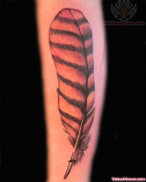 Traditioanl Feather Tattoo On Arm
