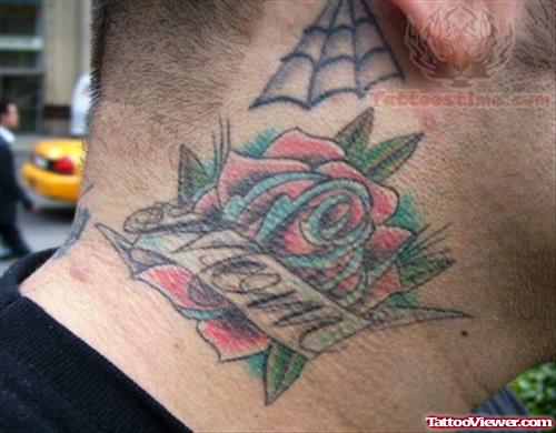 Traditional Tattoo On Neck
