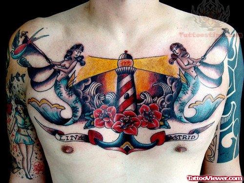 Traditional Large Tattoo On Chest