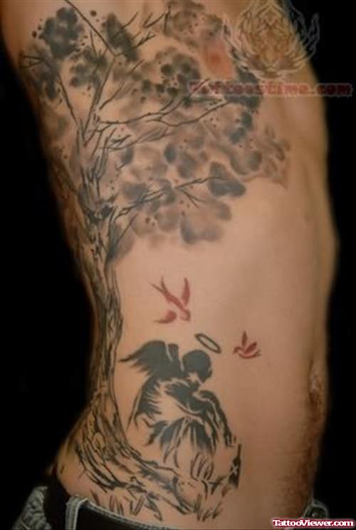 Banksey Angel Tree Tattoo