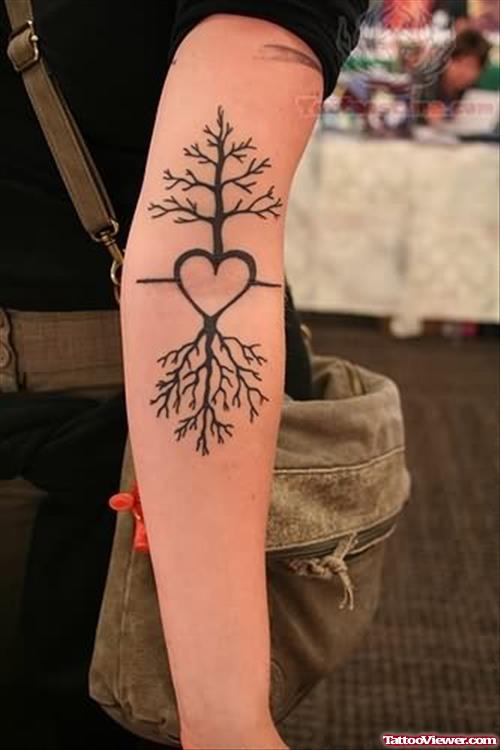 Tree And Heart Tattoo
