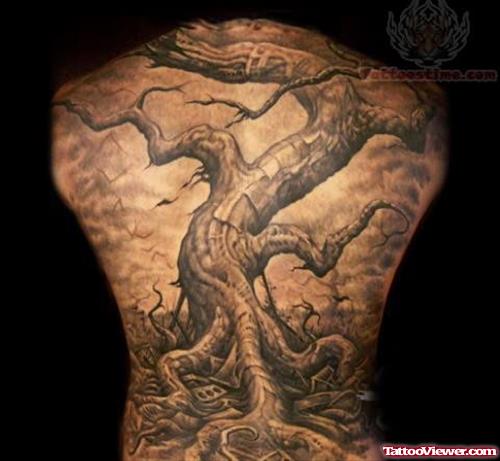 Black Ink Tree Tattoo Picture