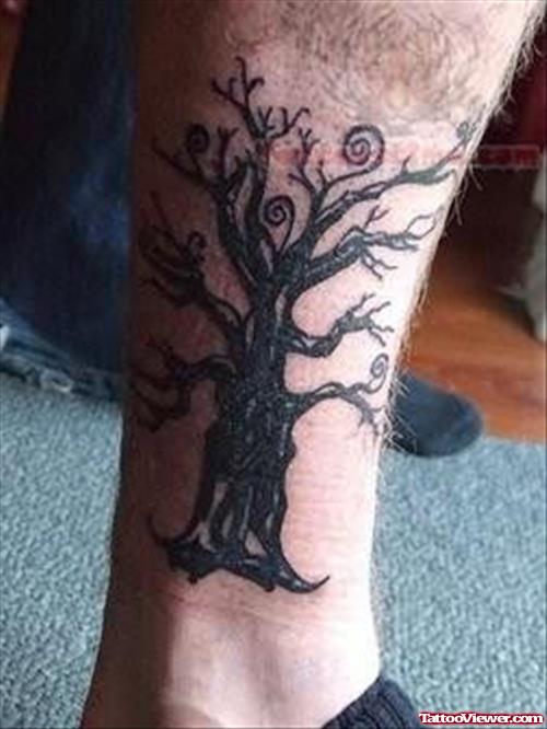 Elegant Tree Tattoo On Ankle