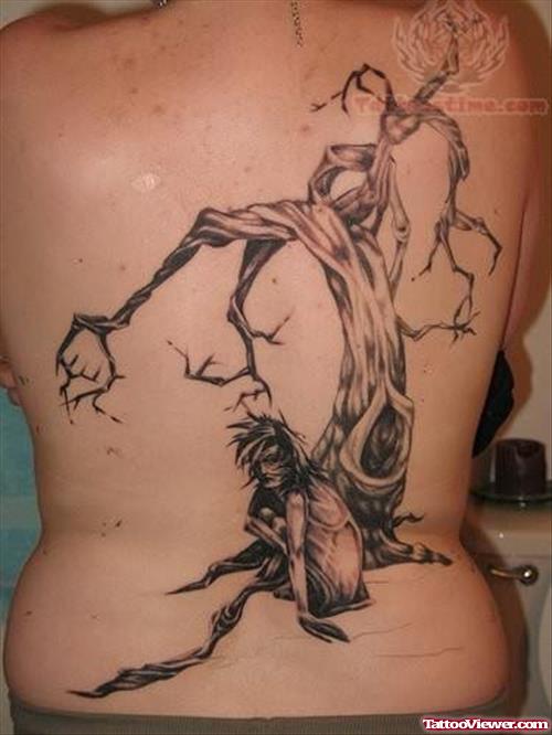 Back Body Dry Tree Tattoo