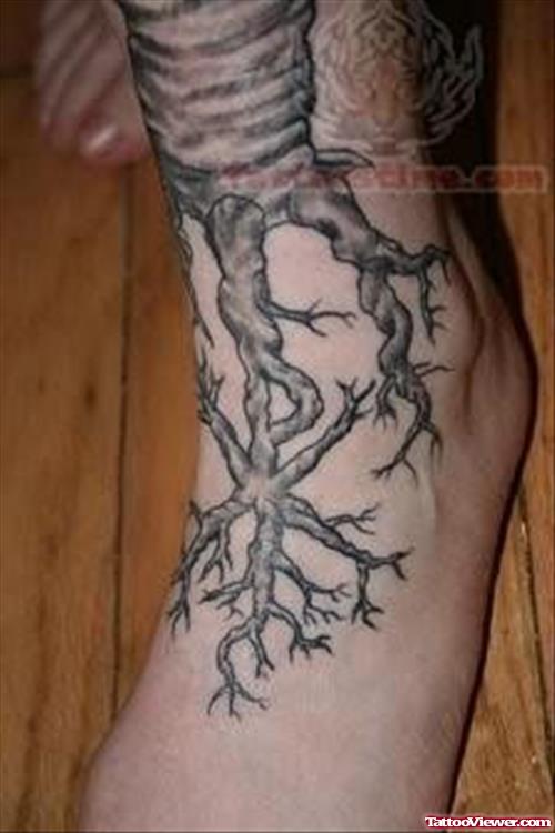 Tattoo of a Tree On Ankle