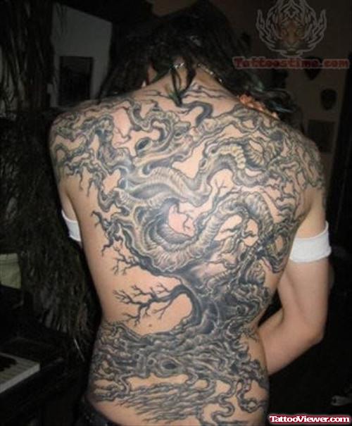 Huge Tree Tattoo On Back
