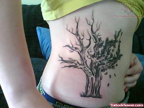 Side Ribs Tree Tattoos