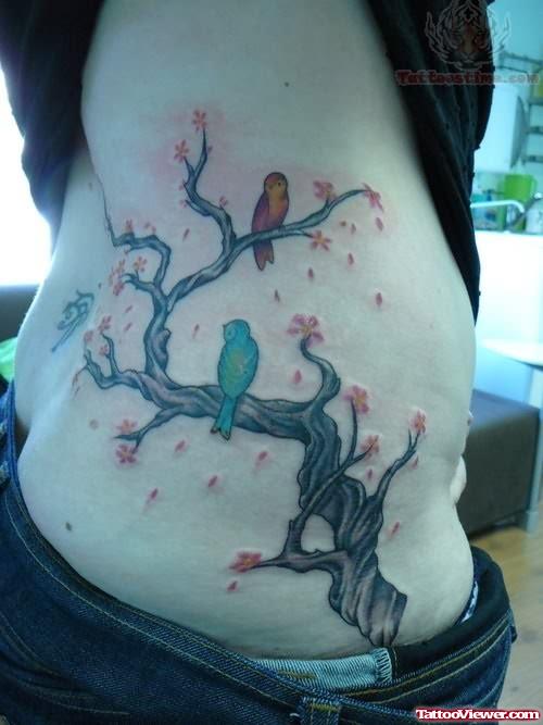 Tree Tattoo Design on Rib for Women